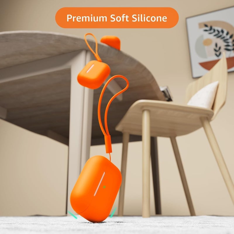 Tandoler Compatible with Airpods Pro 2 Case, Soft Silicone Skin Cover Protective Cases with Cleaner kit and Lanyard Compatible for AirPod Pro 2nd Generation, Front LED Visible-Orange - Image 3